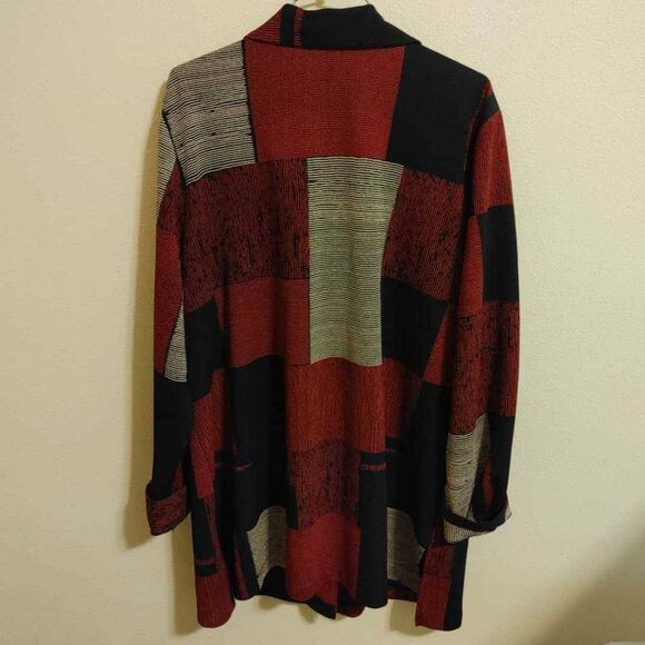 Michael Phillips Shirt Women's Plus 18 Button Front Multicolor Patchwork Stretch - Picture 4 of 11